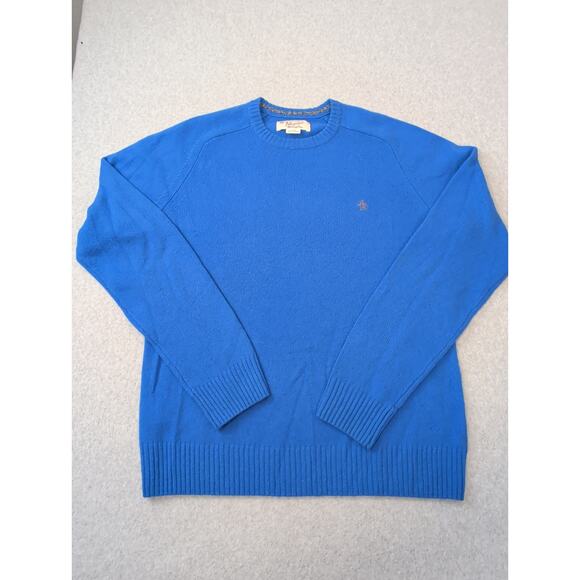 Penguin By Munsingwear Sweater Large Blue 100% Lambswool Crew Neck Preppy Casual - Picture 1 of 11
